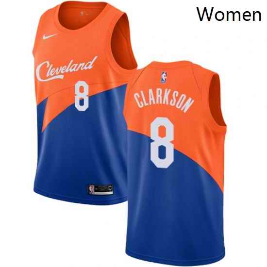 Womens Nike Cleveland Cavaliers 8 Jordan Clarkson Swingman Blue NBA Jersey City Edition